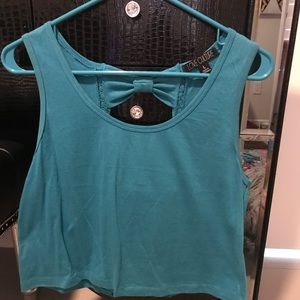 Turquoise crop top with bows